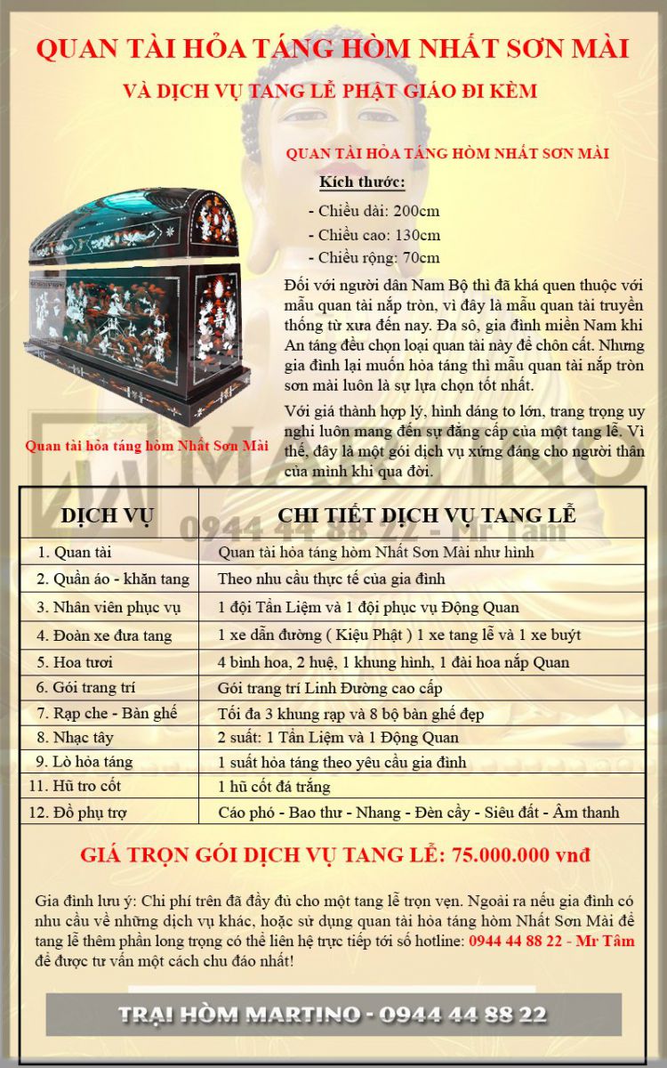 Bảng giá quan tài hỏa táng phật giáo
