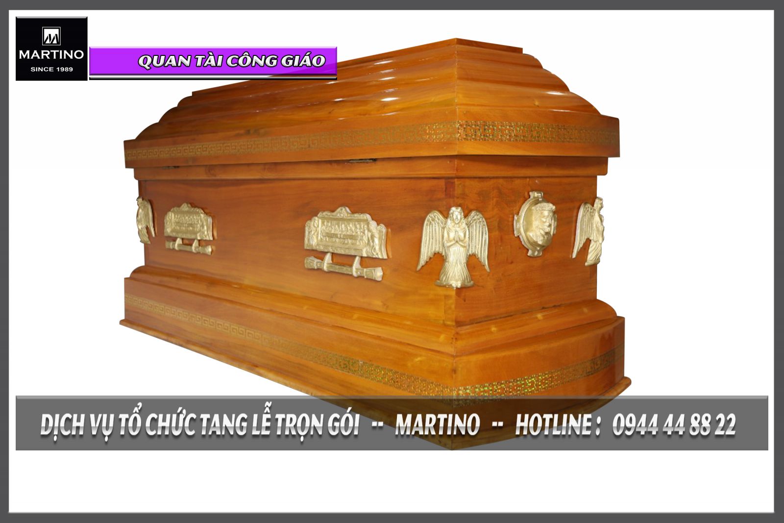 Quan tài gỗ trai an táng công giáo