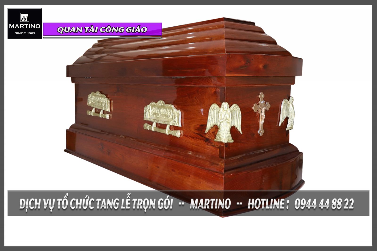 Quan tài gỗ Hương an táng Công Giáo tại Martino